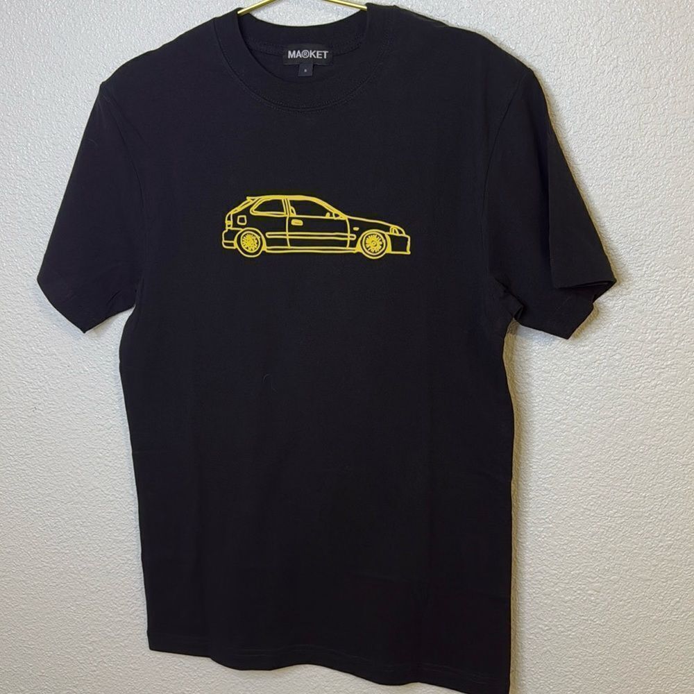 NEW- Market- Honda Civic type R EK-mens graphic tee- black w/ yellow Size Small